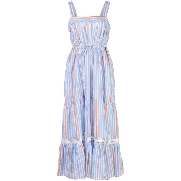 lemlem Bahiri Sweepy Striped Dress in Light Sky Blue size Medium NWT - Picture 3 of 11